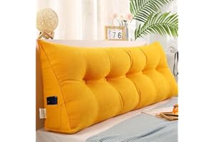 AZVFLY Rückenkissen Lang Rechteck Hohen Rückenlehne Kissen Waschbar Abnehmbar Kopfteil Lesekissen Lendenkissen für Bett Rückenstützkissen mit Seitentasche Keil-Kopfteilkissen