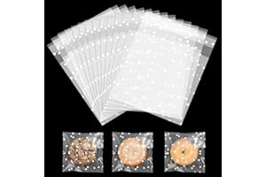 SUBTAVIK 100 Sac Transparents Refermables 10 x 10 cm pour Bonbons, Biscuits, Bijoux, Savons, Cadeaux et Épingles à Cheveux