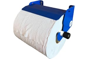 MegaMaxx Heavy Duty Metal Wall Mounted Paper Towel Holder for Blue Roll - Factory Dispenser with Tissue Roll Brake for Cleaning Restroom, Sanitation, Office, and Kitchen (Blue)