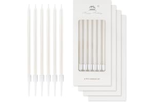 MCISKIN 24pcs candele di compleanno Bianco,decorazioni di torta Bianco, candele di festa lunghe di perla per ragazze ragazzi uomini donne festa di compleanno, decorazioni di anniversario di nozze