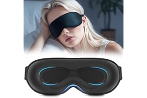 FLYUP 100% Blackout Sleep Mask for Women Men, Zero Eye Pressure Eye Mask, Sleeping Mask for Side Sleepers, Lycra Fabric 3D Contoured Cup Blindfold with Adjustable Strap for Home/Work, 3D Black