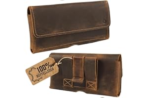 Moonster Echtleder Smartphone Gürteltasche Herren mit Clip – Langlebige, Handgemachte Handytasche Gürtel – Horizontale Handy Gürteltasche mit Magnetverschluss – Herren Gürteltasche Leder - Belt Bag
