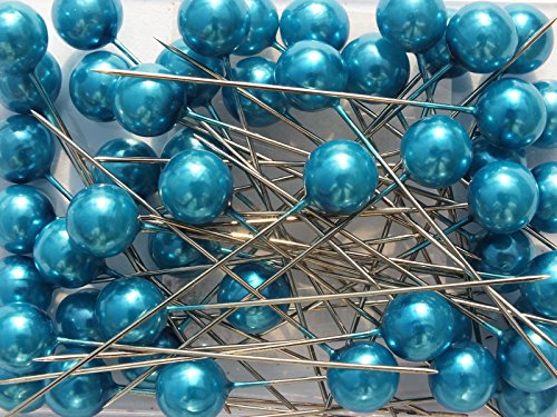 Perlen-Nadeln Deko-Nadeln Perle TÜRKIS 10mm 50 Stück ACHTUNG! KEINE STECKNADELN
