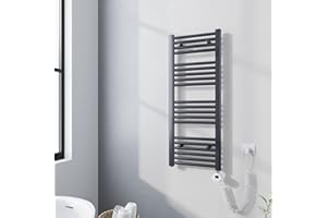 Meykoers Scaldasalviette Elettrico Bagno 100x40 cm, Radiatore portasciugamani per Bagno con termostato Digitale e Funzione Timer, Antracite