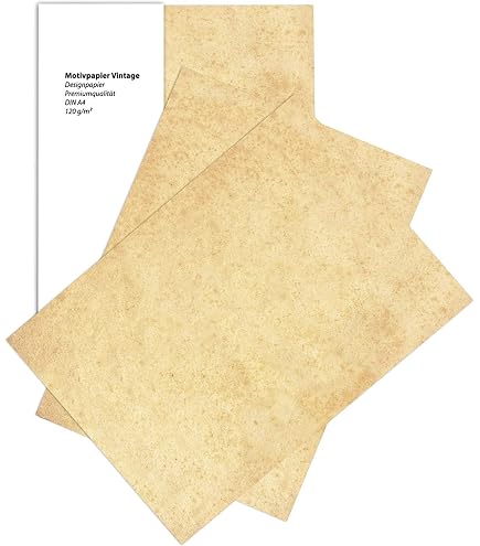 20 Blatt Vintage-Briefpapier DIN A4 – Antikes Motiv, Beidseitig Bedruckt | 90 G/m² Für Drucker & Handbeschriftung