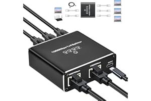 VEAXJOY Ethernet Splitter 1 to 4, 1000Mbps Ethernet Splitter Suitable for Cat6/7/8 Cable, 4 Devices Simultaneous Networking, Ethernet Switch for Computers, Hubs, Switches, Routers, Set-Top Boxes