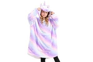 Ceruwum Unicorn Hoodies for Girls, Unicorn Hooded Sweatshirt, Oversized Hoodie Blanket for Kids