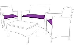 Gardenista Outdoor 3 Piece Rattan Cushions Replacement Set | Water Resistant Rattan Garden Furniture Cushions | Comfy and Lightweight Outdoor Seat Pads | Durable & Easy Clean Chair Pads (Purple)
