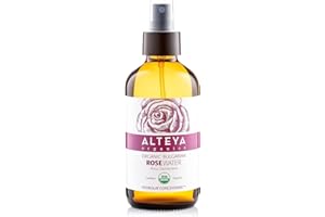 ALTEYA ORGANICS Alteya Organic Rose Water Spray 240 ml Glass- 100% Pure Rosa Damascena (Damask Rose) Hydrolat - No additives - USDA Certified Organic - Face Toner, Revitalizing Body, Condition Hair & Scalp