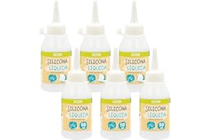 STARPLAST SILICONA LÍQUIDA QUIJOTE PAPER WORLD - Transparente para goma eva, papel, cartón, cuero, tela y madera. Ideal para manualidades. Uso escolar y de oficina - PACK 6-50ml