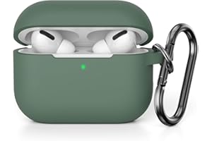 KOKOKA Custodia in Silicone Compatibile con AirPods Pro 2, Case Cover Protettiva in Premium Silicone per Airpods Pro 2 (2022 Released) Custodia con Moschettone, LED Frontale Visibile, Deep Green