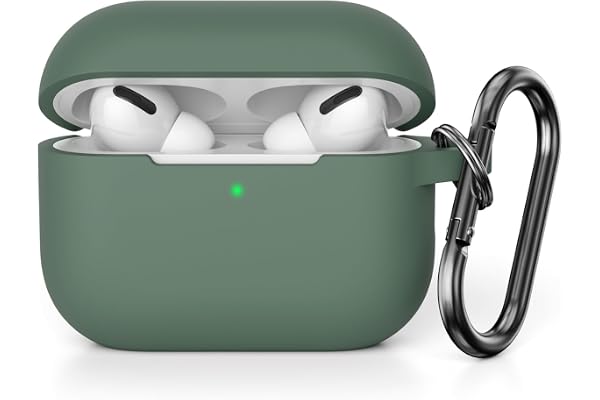 KOKOKA Coque Étui Protecteur Compatible avec AirPods Pro 2 Case, Housse de Protection en Silicone Anti-Choc, Antidérapant Etui de Protection pour Airpods Pro 2 (2022) avec Mousqueton,Deep Green