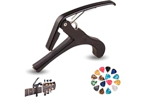 PRISMIA Cejilla Guitarra Española + 5 Púas - Capo para Guitarra - Cejilla Guitarra Acustica, Electrica, Flamenco, Ukelele - Guitar Capo - Accesorios Guitarra Española