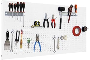SIMONRACK Simon Rack Panel Herramientas Pared, Organizador Herramientas, Incluye 14 Ganchos y 3 Soportes, 1200x400 mm, Blanco - Simonwork