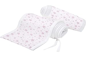 BreathableBaby Breathable Mesh Liner For Cot Beds — Covers 4 Sides — Classic — 3 mm — Twinkle Pink — Long + Short Panels — Non-Padded Single Layer — Safer Than a Crib Bumper — UK/EU Safety Tested