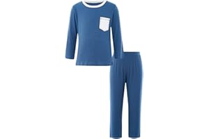 TiaoBug Enfant Unisexe Pyjama Coton Ensemble T-Shirt Manches Longues Pantalon Vêtement de Nuit Chambre Automne pour Fille Garçon
