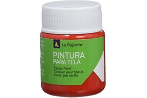 Pintura para Tela T-06 Escarlata 25ML La Pajarita, Pintura de aplicación directa sobre tela