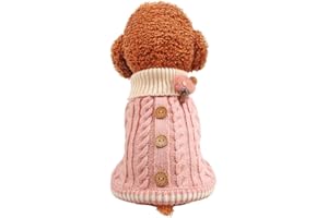 DOUBLEER Dog Jumper Vest Warm Coat, Pet Soft Knitting Patterns Winter Sweater Thickening Soft Outfits Clothes for Small Medium Large Dogs Pink Blue Yellow