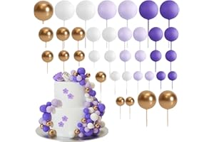 ZXYZLJJD 36 decorazioni per torte con palloncini, mini decorazioni per torte in schiuma a forma di palloncino, topper per cupcake fai da te, per matrimoni, feste di compleanno, decorazioni per torte (viola)