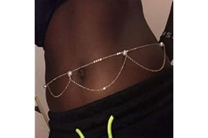 WENDALERN Boho Pearl Belly Chain Layered Tassel Waist Chain Retro Freshwater Pearl Body Chain Gold Thin Belly Chain Jewelry for Women and Girls