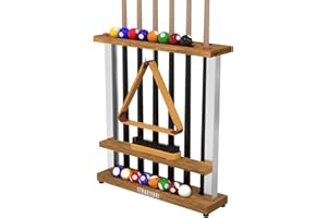 ‎STRADIVARI Stradivari Queueständer Francesca | Für bis zu 6 Queues | Für Verschiedene Längen geeignet | Mit Ball- und Bürstenablage und Dreiecksaufhängung | Standfest, Keine Wandbefestigung nötig