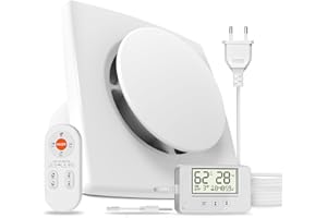 SBONNI Extractor de Baño 100 mm – 5 en 1 Multifunción con Control de Temperatura y Humedad, Mando a Distancia y Pantalla LCD en Tiempo Real de Temperatura y Humedad