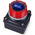Upgrade Battery Disconnect Switch with Voltage Display, DC 5-60V Master Isolator Cut/Shut Off Switch for Marine Boat Truck Car Camper RV Trailer Vehicles Engine Application (On/Off)