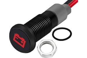 RUNCCI-YUN LED Indicador de metal LED Panel Piloto Dash Indicador de luz de Advertencia 12V-24V 8mm Lámpara Piloto Dash(Advertencia de batería/alternador) Rojo