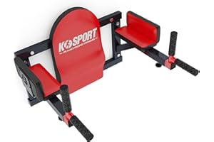 K-Sport: DIP Station con guía lateral para montaje en pared, soporta hasta 300 kg, barras para realizar ejercicios de inmersión y abdominal, incluye libro electrónico