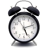 Valkyrie 16cm B&uuml;y&uuml;k Boy Akar Saniyeli Alarm &Ccedil;alar Saat - Nostaljik Masa Saati Siyah