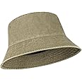 Zylioo L/XL/XX-Large Washed Cotton Bucket Hat for Big Heads,Sun Protection Fishing Hats 58-64cm,Vintage UV Golf Hats for Outdoor Garden