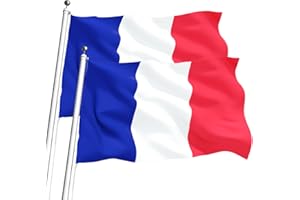 UOQO 2Pcs Drapeau Français Francais 150x90cm, Drapeaux National France Bleu Blanc Rouge Fanion, Décoration Des Jeux Internationaux, Fête, 2 Oeillets Métalliques，