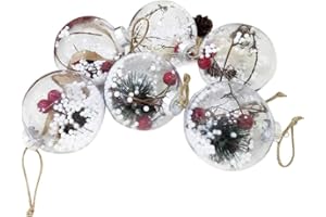 BESTOYARD Weihnachtskugel mit Tannenzapfen Beeren Klar Schneekugel Design Weihnachatsbaum Anhänger Weihnachtsbaumschmuck 5 Stück