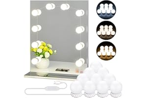DBMOON LED Vanity Mirror Lights with 10 Dimmable Bulbs 3 Color Modes, Hollywood Style Makeup Lights for Dressing Table Mirror, Bath Mirror Lamps with USB Power Cable (Mirror and Adapter not Included)