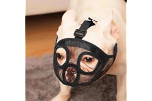 ILEPARK Museruola per Cane Regolabile in Rete Traspirante per Bulldog, Anti Morso, Masticazione, Abbaio (S,Nero)