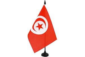 AZ FLAG - Tischflagge Tunesien - 21x14 cm - Tunesische Tischfahne 14 x 21 Cm - Flaggen