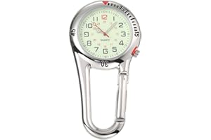 sdhiiolp Clip on Carabiner Watch, Luminous Face Quartz Watch, Portable Mini Fob Watch, Pocket Watch Glow in Dark Digital for Doctors Nurses Unisex Paramedics Chefs Outdoor Sport Hiking Climbing
