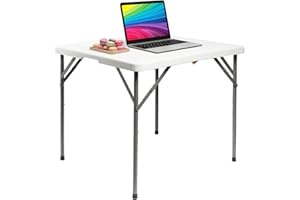 Todeco Table Pliante de Jardin Carrée, Traiteur Pliante Table 86 x 74cm, Table Transportable pour Camping BBQ Barbecue Pique-Nique, Pieds en Acier Pelliculé Gris