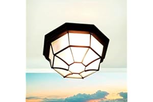 LICHT-ERLEBNISSE Deckenleuchte Glas Aluminium Schwarz IP44 Garten Terrasse B:27 cm E27 blendarm Rustikal Maritime Outdoor Deckenlampe Balkon MILANO