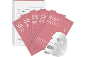 QEERINER Maschere Viso Collagene, 5 Pezzi Collagen Mask, Bio Collagen real Deep Mask, Rassodante e Antirughe, Restringe i Pori e Migliora la Pelle