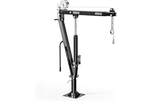 WILTEC Grúa pick-up camión con cabrestante para carga y descarga, hasta 900kg, gira 360°, base perforada