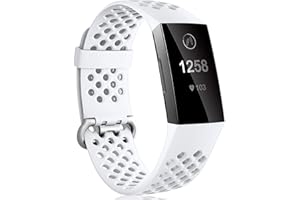 Dirrelo Compatibile con Fitbit Charge 3/Fitbit Charge 4 Cinturino, Ricambio Sportivo Regolabile in Silicone Accessori Traspiranti Cinturino per Fitbit Charge 3 SE, per Donna Uomo Piccolo Grande