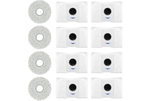 Donkivvy Kit di 12 panni per mocio, sacchetti per aspirapolvere, accessori per aspirapolvere Ecovacs Deebot T20 Omni/X1 Omni/X1 e Omni Robot, 4 panni mocio, 8 sacchetti per la polvere