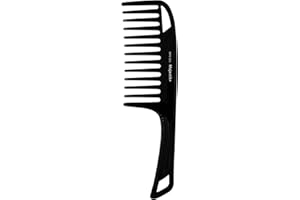 Wide Tooth Hair Comb Black Argan Oil Infused With Comfortable Handgrip Handle Detangler for Thick & Curly Medium to Long Hair By Majestik+