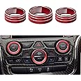 LECART for Jeep Grand Cherokee Interior AC Knob Covers Red Volume Knob Cover Auto Decoration Accessories Compatible for Jeep Grand Cherokee 2014 2015 2016 2017 2018 2019 2020 2021