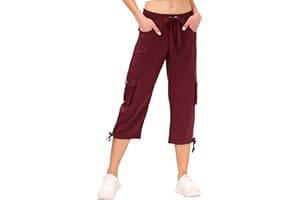 JINSHI Pantalons Femme Pantacourt Cargo d'été 3/4 Long Capri Pantalon avec Plusieurs Poches