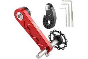 MUQZI Bicycle Chain Tensioner Single Speed Aluminium Alloy Adjustable Bicycle Chain Guide Tensioner for MTB Road Bike Cycling, Red