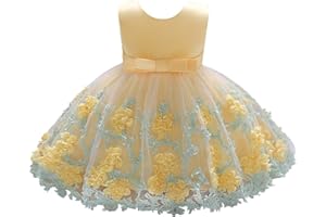 Lito Angels Vestidos Elegante Dama de Honor para Boda Fiesta Ceremonia para Bebe y Pequeñas Niñas, Azul Rosa Morado Amarillo