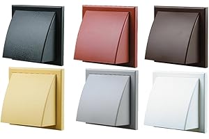 SWIFTAIR 4" 5" 6" Cowl Wall Mounted Outlet + Shutter Bathroom Kitchen Shower Grille (6" 150mm, Black)