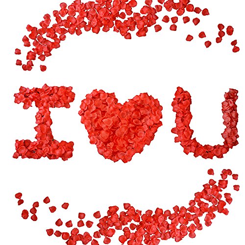 QUMAO 2000 Stück Rosenblätter künstlich Rosenblüten Rosen Blatt Blumenblätter aus Polyester Seide Kunstblumen für Hochzeit Feier Deko, Valentinstag romatische Überraschung (Rot) - 4